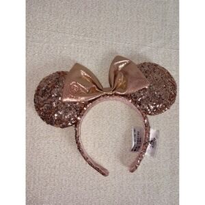 Disney Minnie Mouse Headband 1 size Rose Gold Exclusive Club 33 Sequin Bow 2019